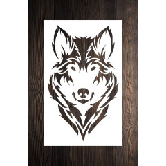 Wolf Logo Stencil 5x8 - Reusable Clear Plastic for Crafts & Scrapbooking