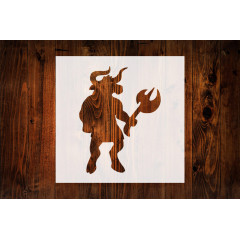 Minotaur Style Design Stencil, 4-Inch, Reusable Mylar Cutout for Mythology-Inspired Art, Crafts & DIY Projects