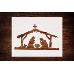 Baby Jesus in Bethlehem Manger Stencil 11" x 8.5" - Custom Christmas Nativity Design for Holiday Crafts