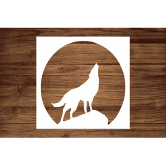 Wildlife Wolf and Moon Stencil - for Art, Crafts, and Nature-Inspired DIY Projects - 5.5 x 5.5 Inches