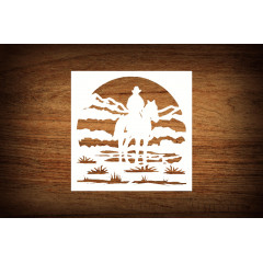 Cowboy Stencil 5.5x5.5 inch Mylar Stencil for DIY Projects and Crafts Airbrush Painting Drawing and More Reusable Stencil STENCILAIR