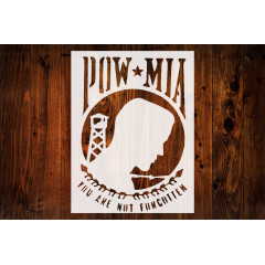 POW MIA You are Not Forgotten Custom Stencil, Reusable & Sturdy, 8.5" x 11" for Memorial Art, Crafts & DIY Projects