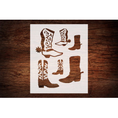 Reusable Cowboy Boots Stencil 8.5" x 11" - Custom, Durable Western Country Design for Crafts