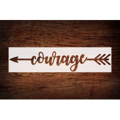 Motivational "Courage" Arrow Words Stencil 4" x 12.6" - Long Inspirational Sign Design for Empowering Crafts