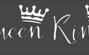 Crown Queen King Logo Stencil Reusable Sturdy Flexible Clear Plastic 1-3x8 in Arts and Crafts Material Scrapbooking for Airbrush Painting Drawing