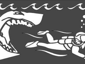 Stencil Caution Shark Danger Sign Shark Scuba Diver, Plastic Reusable
