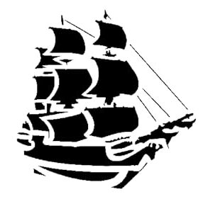 Generic Pirate Ship Stencil, Reusable Plastic Template, 3x3 Inch, Durable for Nautical Crafts and Party Decorations, White