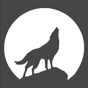 Stencil Wolf on The Rock Full Moon, Plastic Reusable