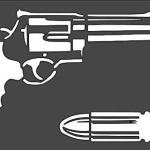 Generic Reusable Stencil - Gun Bullets Logo, 5x8 Inches, Arts and Crafts Material for Scrapbooking, Airbrush Painting, and Drawing, White, SC013