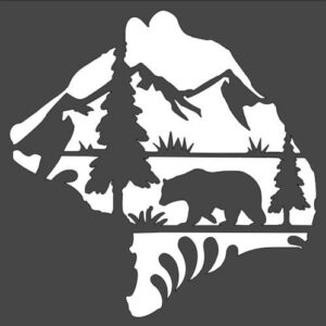 Stencil Bear Scene Mountains Forest Nature, Plastic Reusable
