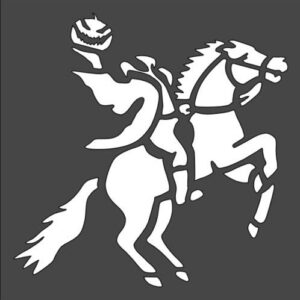 Stencil Headless Horseman on Horseback Halloween, Plastic Reusable