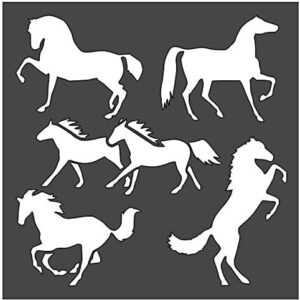 Generic Horse Stencil - 5.5x5.5 Inch Custom Cut Reusable Drawing Template for Arts and Crafts, Durable Plastic Sheets, White