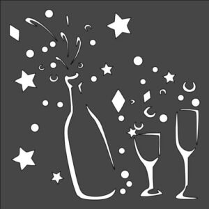 Stencil Fireworks Bottle Glass Holiday, Plastic Reusable