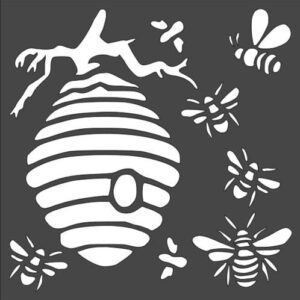 Stencil Beehive Tree Branch Bees, Plastic Reusable