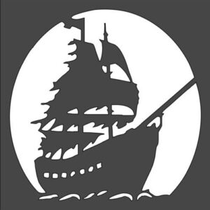 Stencil Night Pirate Ship at sea, Plastic Reusable