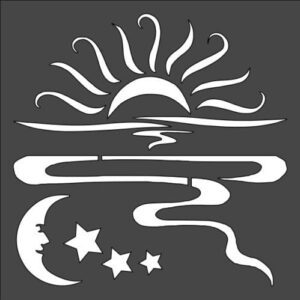 Stencil Sunrise Sun Flare Month Stars, Plastic Reusable