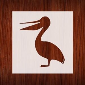 Generic Pelican Stencil, 4-Inch, Reusable Plastic, Coastal Bird Crafting and Home Decor, DIY Nature Projects, White