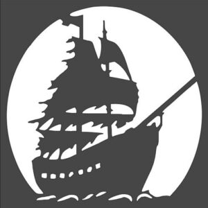 Stencil Pirate Ship Full Moon, Plastic Reusable