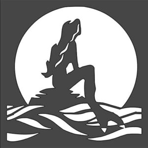 Generic Mermaid Stencil - 5.5x5.5 Inch Custom Cut Stencil for Arts and Crafts, Scrapbooking, Painting on Walls, Wood, and Glass, White