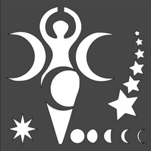 Stencil Wiccan Goddess Stars Month, Plastic Reusable