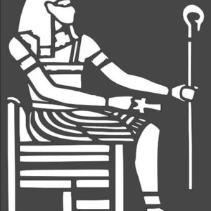 Stencil Egyptian Pharaoh with a Staff on The Throne, Plastic Reusable