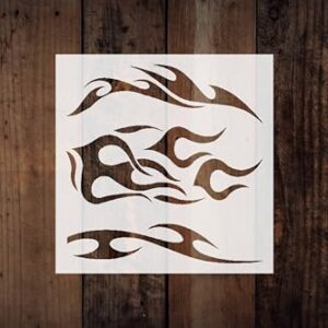 Generic Flames Stencil, Reusable Plastic Template, 8x8 Inch, Durable for Automotive and Artistic Crafts, White