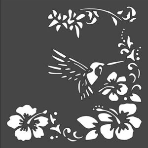 Stencil Hummingbird Bird Design Flowers, Plastic Reusable