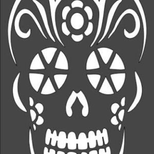 Stencil Skull in Flowers, Plastic Reusable
