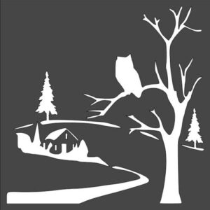 Stencil Village owl, Plastic Reusable