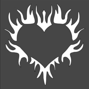 Stencil Flaming Heart Design, Plastic Reusable