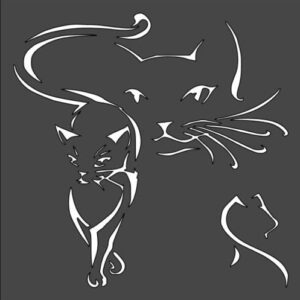 Stencil cat Contour Design, Plastic Reusable