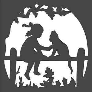 Stencil Girl and Kitten, Plastic Reusable