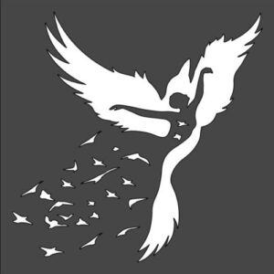 Stencil Girl Bird Abstraction, Plastic Reusable