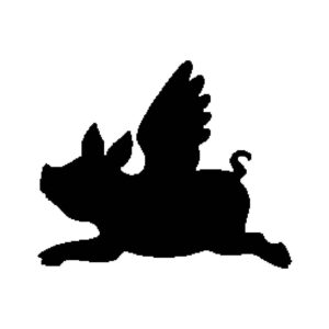 Generic Flying Pig Stencil, 4-Inch, Reusable Animal Craft Template, Durable Plastic, White