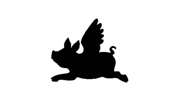 Generic Flying Pig Stencil, 4-Inch, Reusable Animal Craft Template, Durable Plastic, White