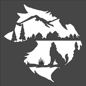 Stencil Wolf Mountains Forest Nature, Plastic Reusable