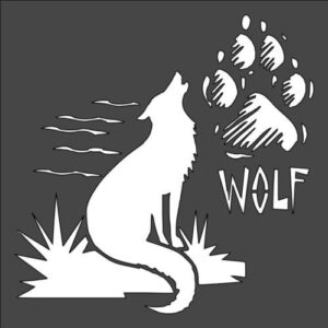 Stencil The Wolf Howls Wolf paw, Plastic Reusable