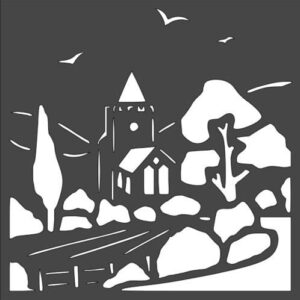 Stencil Church Village, Plastic Reusable