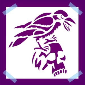 Raven on The Skull Stencil for Painting, Reusable Mylar Plastic,