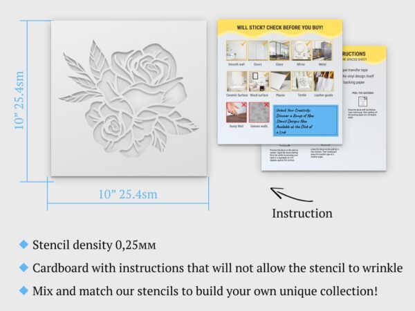 Rose Stencil | DIY Stencils for Artistic Projects | Floral Design | Flower Stencil - Image 7