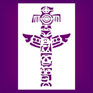 Totem Pole Design Stencil for Painting, Reusable Plastic, , Ideal for Crafts and Home Decor