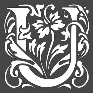 Stencil Letter Initial U Design, Plastic Reusable