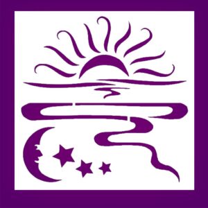 Sunrise Sun Flare Stencil with Moon and Stars, Reusable Plastic, , Ideal for Painting Projects