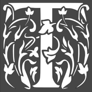Stencil Large Letter T with Patterns, Plastic Reusable