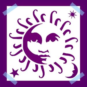 Sun Moon Star Stencil for Painting – , Reusable Mylar Plastic, Ideal for Wood, Walls, Fabric & DIY Crafts