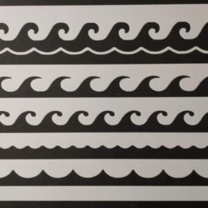 Reusable Ocean Waves Pattern Stencil 11"" x 8.5"" - Custom, Tiled Multiple Wave Design for Coastal Crafts