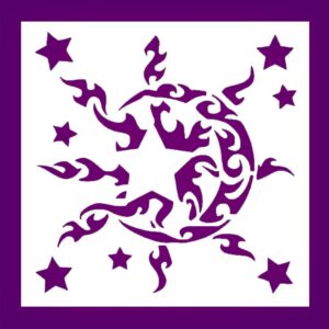 Sun Moon Stars Abstract Pattern Stencil, Reusable Plastic, , Ideal for Painting and Craft Projects