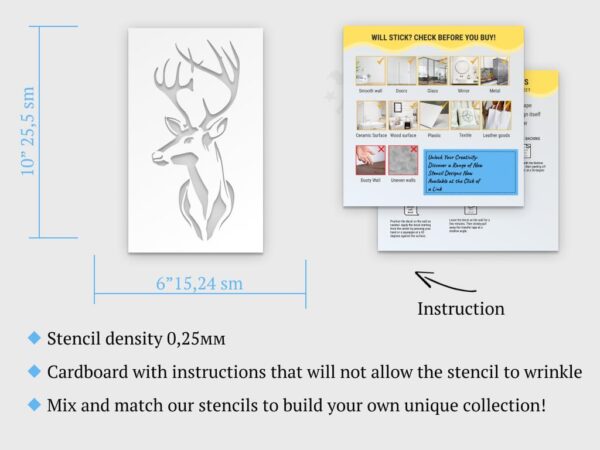 Deer Head Stencil – Reusable Antler Silhouette Template for Painting on Wood, Canvas, Walls, and Rustic DIY Craft Projects - Image 7