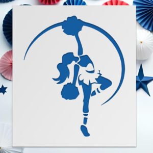 Cheerleader Stencil – Reusable Spirit Team Template for DIY Crafts, T-Shirts, School Posters, Pep Rallies & Sports Decor – Jumping Silhouette with Pom-Poms