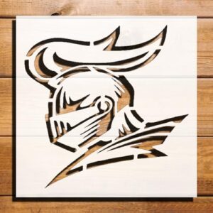 Knight Helmet Stencil for Painting, Plastic Reusable 5.5" L x 5.5" W – Ideal for DIY Crafting, Painting, and Medieval-Themed Projects